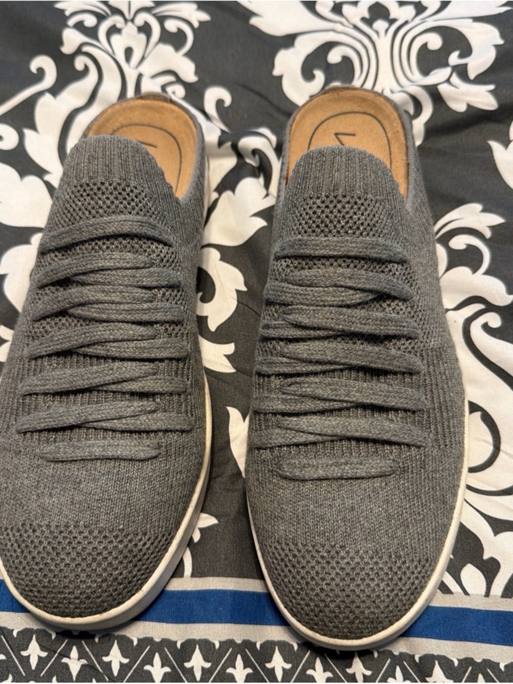 Grey Knit Slip-On Sneakers